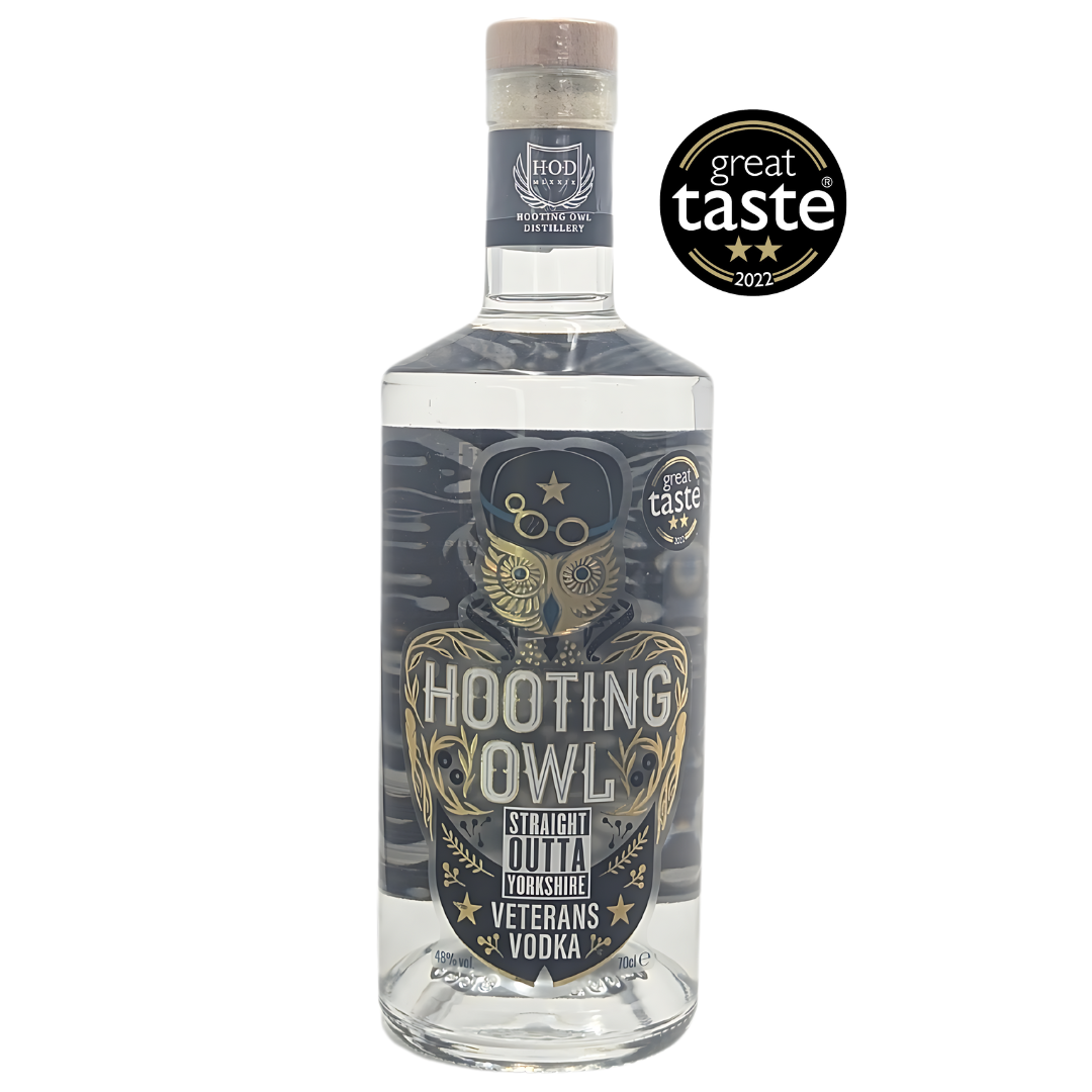 Hooting Owl Veterans Vodka, 2022 star great taste awarded Yorkshire Vodka
