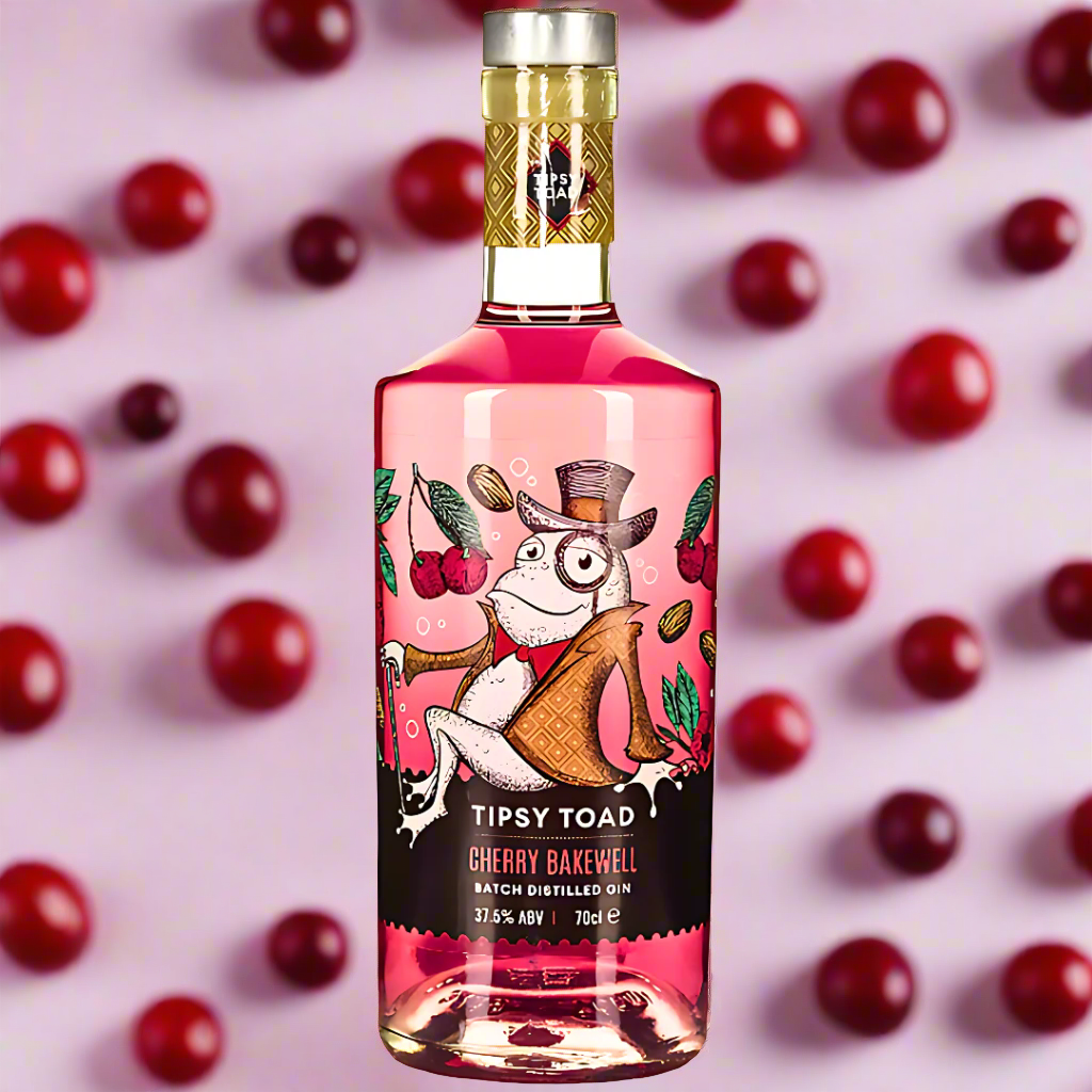 Cherry Bakewell Flavoured Fruit Gin, perfect for cocktails and house pour gins. 