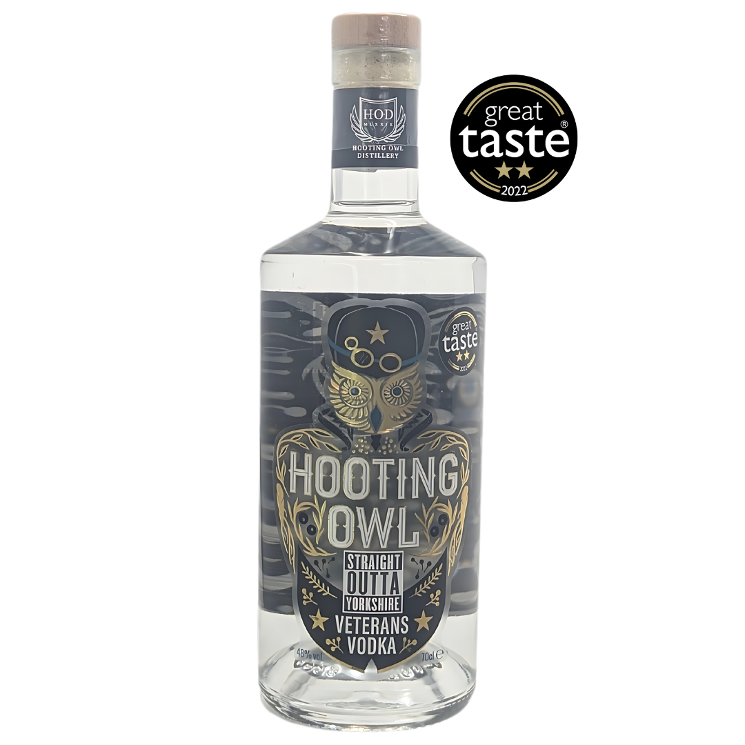 Hooting Owl Veterans Vodka, 2022  star great taste awarded Yorkshire Vodka